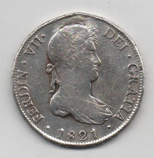 ESPAÑA FERNANDO VII DEL AÑO 1821 DE 8 REALES